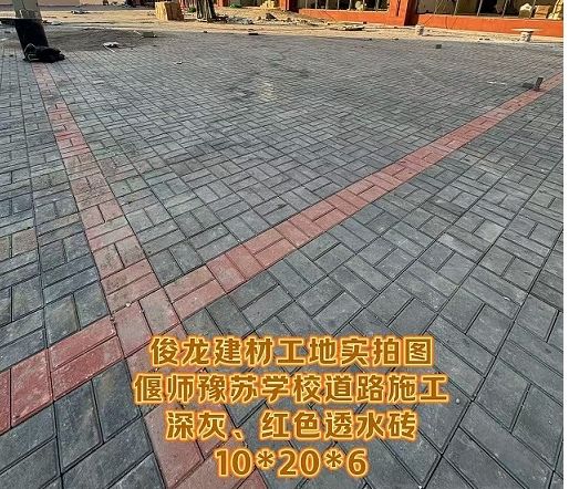 偃師豫蘇學校道路施工（深灰、紅色透水磚 10*20*6）